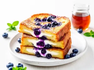 baked blueberry cream cheese french toast - featured image