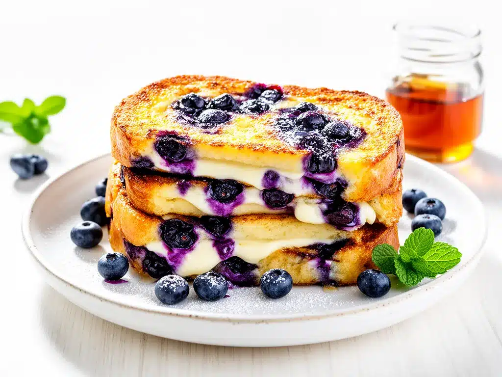 Baked Blueberry Cream Cheese French Toast Easy Weeknight Breakfast Recipe 4 baked blueberry cream cheese french toast preparation steps