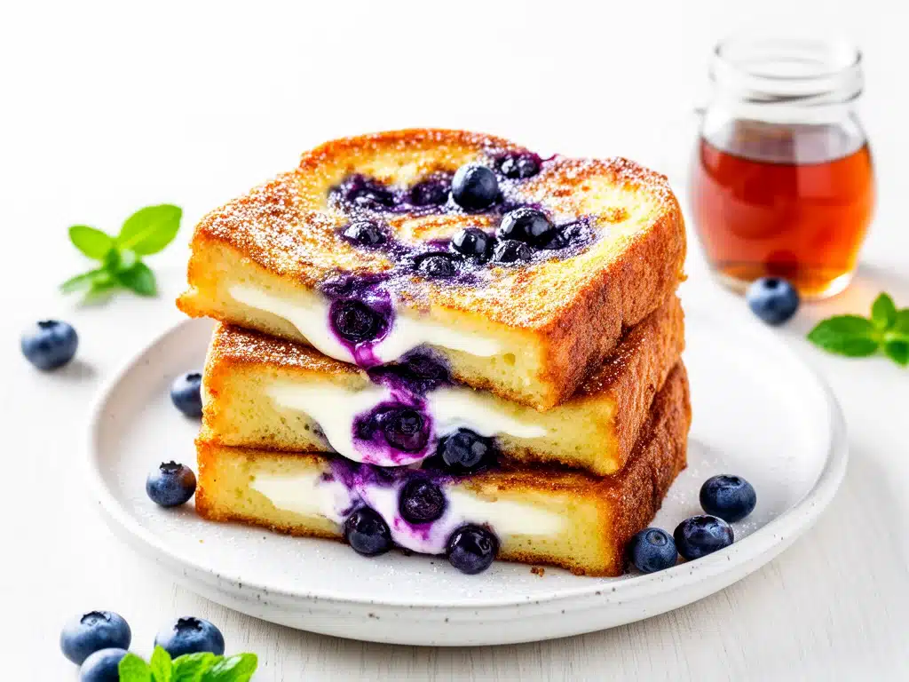 baked blueberry cream cheese french toast - featured image