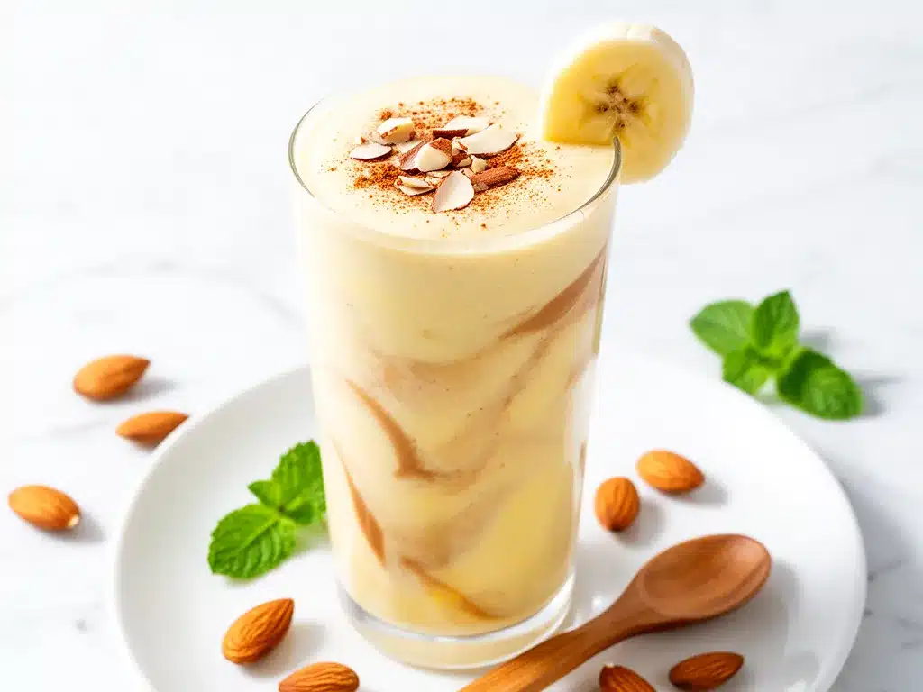 Creamy Banana Almond Butter Protein Shake Recipe Easy Healthy Weeknight Snack 4 banana almond butter protein shake preparation steps