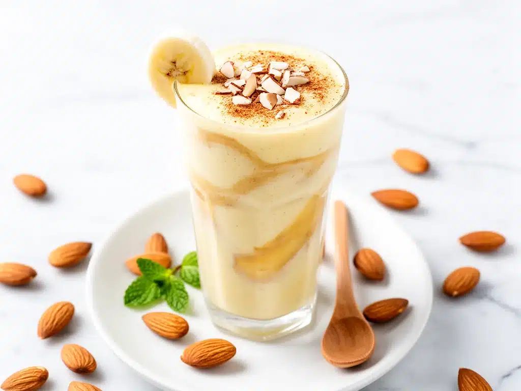 banana almond butter protein shake - featured image