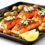 brown sugar garlic baked salmon - featured image