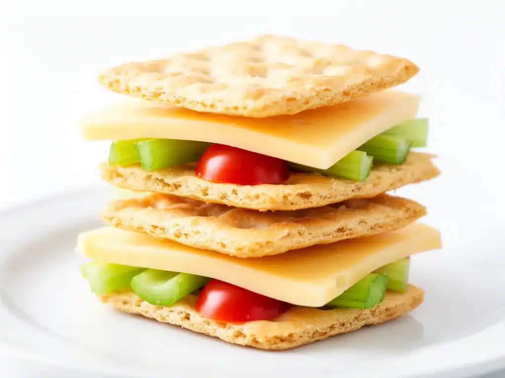 Back to School Cheese and Cracker Stackers Easy Lunchbox Recipe 4 cheese and cracker stackers preparation steps