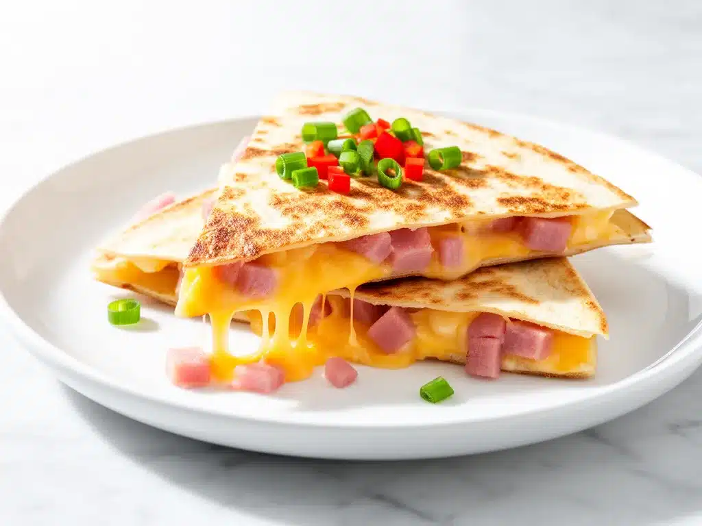 Cheesy Ham and Cheddar Quesadilla Recipe 5 Easy Steps for Busy Weeknights 4 cheesy ham and cheddar quesadilla preparation steps