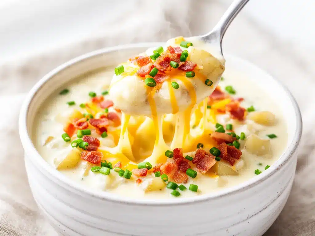 Cheesy Loaded Baked Potato Soup Recipe Easy Cozy Dinner Idea 4 cheesy loaded baked potato soup preparation steps
