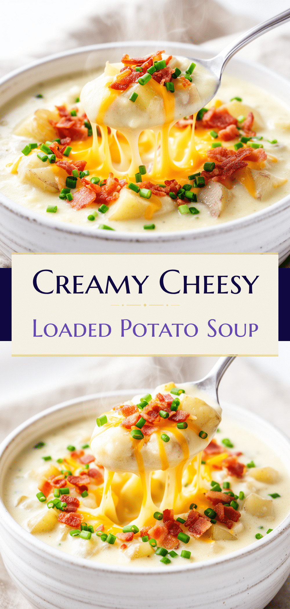 Cheesy Loaded Baked Potato Soup Recipe Easy Cozy Dinner Idea 5 cheesy loaded baked potato soup recipe
