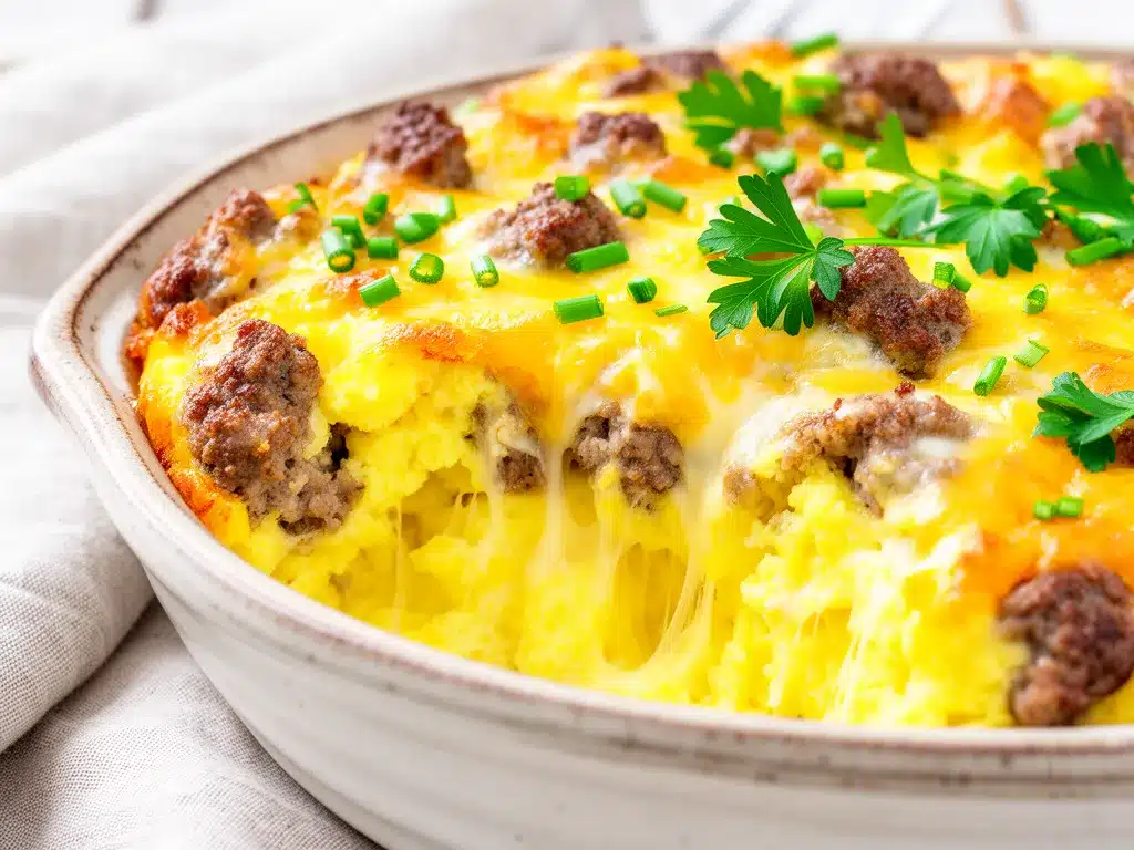 Cheesy Sausage and Egg Breakfast Casserole Easy Recipe for Busy Weeknights 4 cheesy sausage and egg breakfast casserole preparation steps