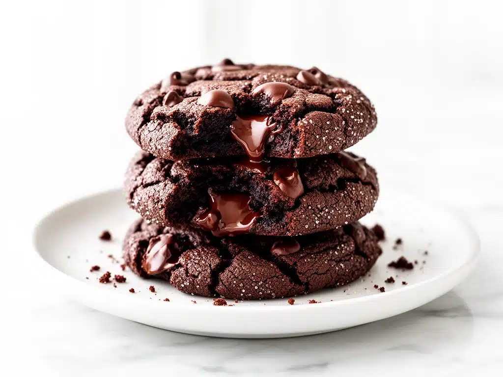 chewy double chocolate cookies - featured image