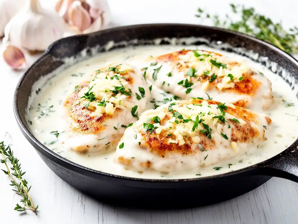 Creamy Garlic Parmesan Chicken Recipe Easy 30-Minute Weeknight Dinner 4 creamy garlic parmesan chicken preparation steps