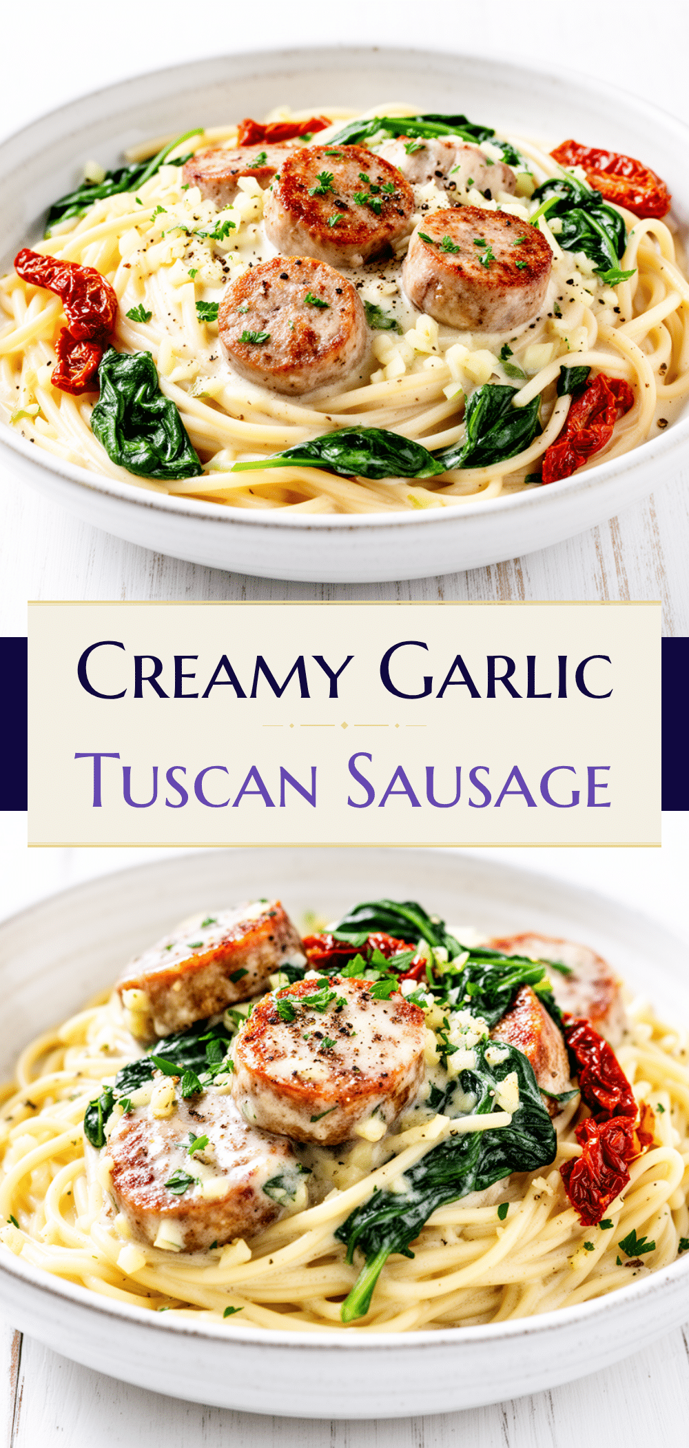 Creamy Garlic Tuscan Sausage Pasta Recipe Easy Weeknight Dinner Idea 5 creamy garlic tuscan sausage pasta recipe