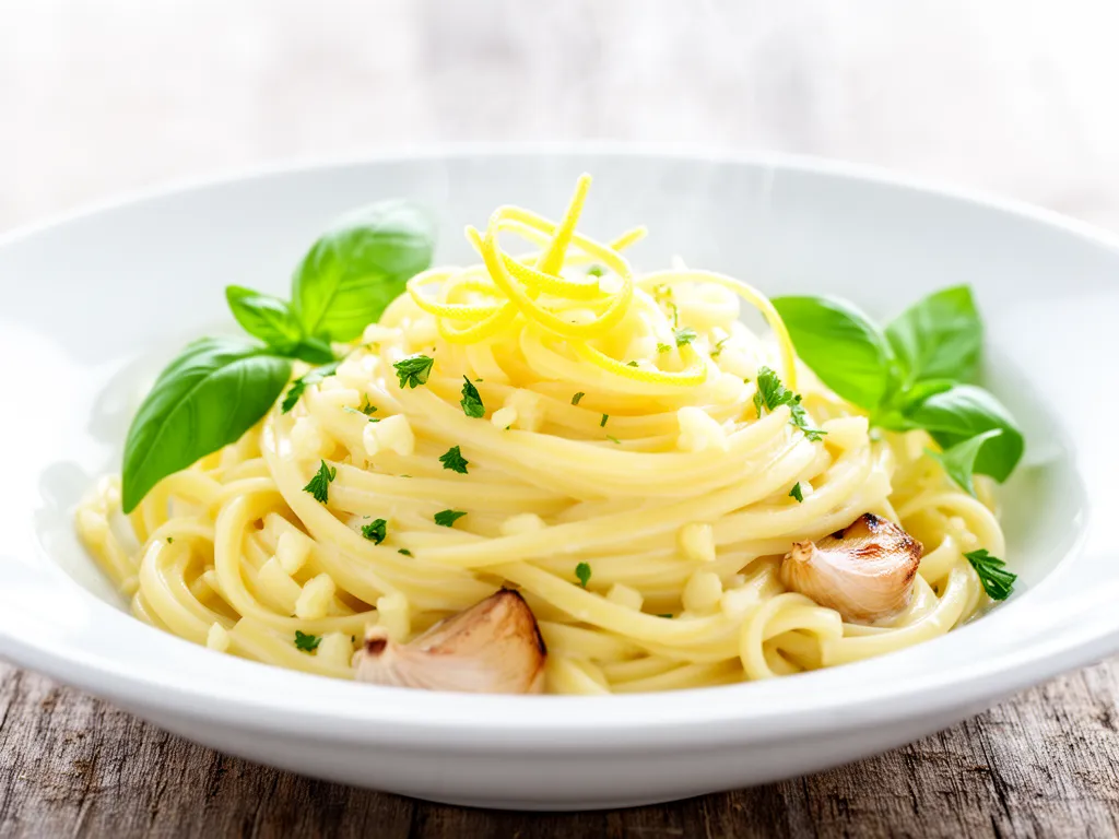 Creamy Lemon Garlic Pasta Recipe Easy Vegetarian Dinner Idea 4 creamy lemon garlic pasta preparation steps