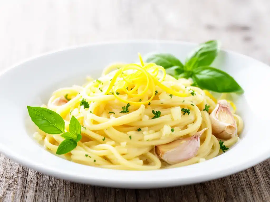 creamy lemon garlic pasta - featured image