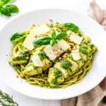 creamy pesto chicken pasta - featured image