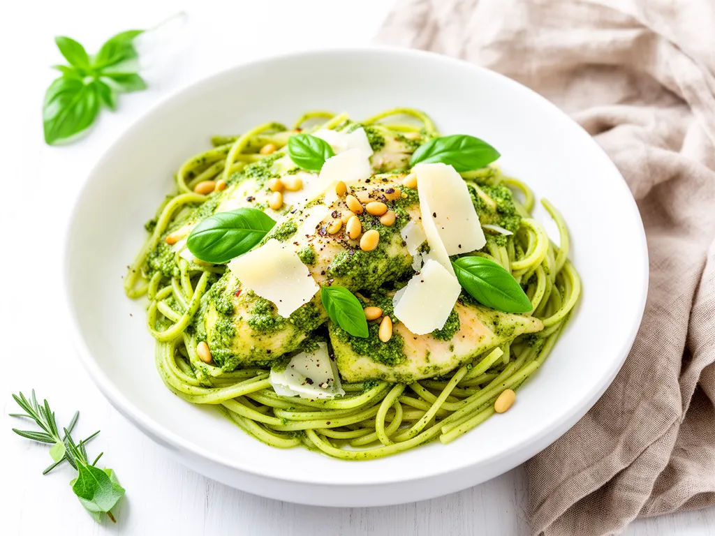 Creamy Pesto Chicken Pasta Recipe Easy One-Pot Dinner to Make Tonight 4 creamy pesto chicken pasta preparation steps