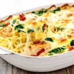creamy tuscan chicken pasta bake - featured image