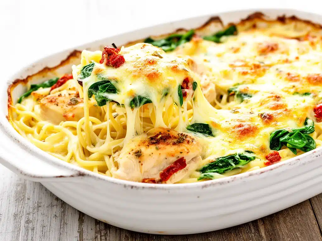 Home 1 creamy tuscan chicken pasta bake - featured image