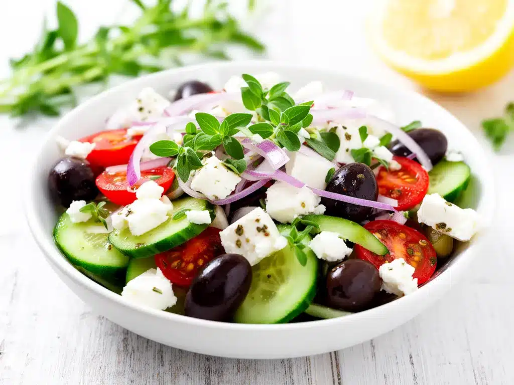 Crisp Greek Salad with Lemon Oregano Dressing Easy Recipe for Busy Weeknights 4 crisp greek salad with lemon oregano dressing preparation steps