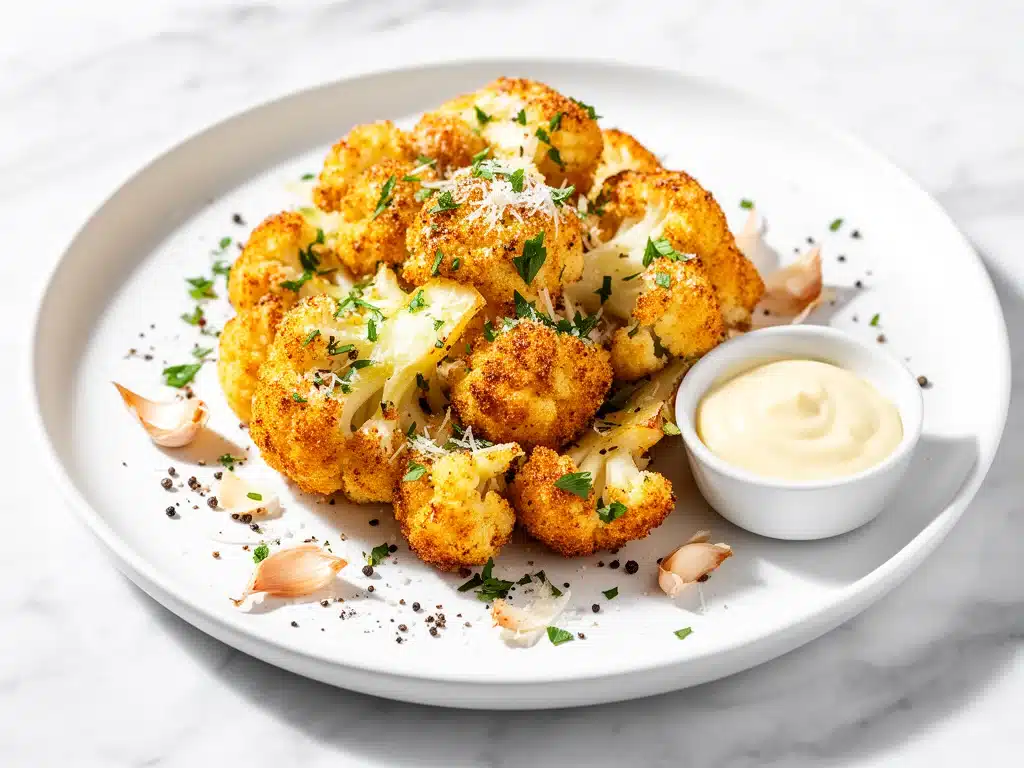 Home 1 crispy air fryer garlic Parmesan cauliflower - featured image