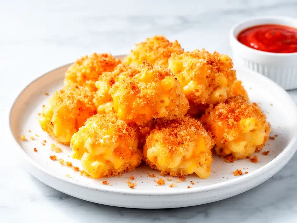 crispy baked mac and cheese bites - featured image