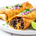 crispy beef and bean chimichangas recipe - featured image