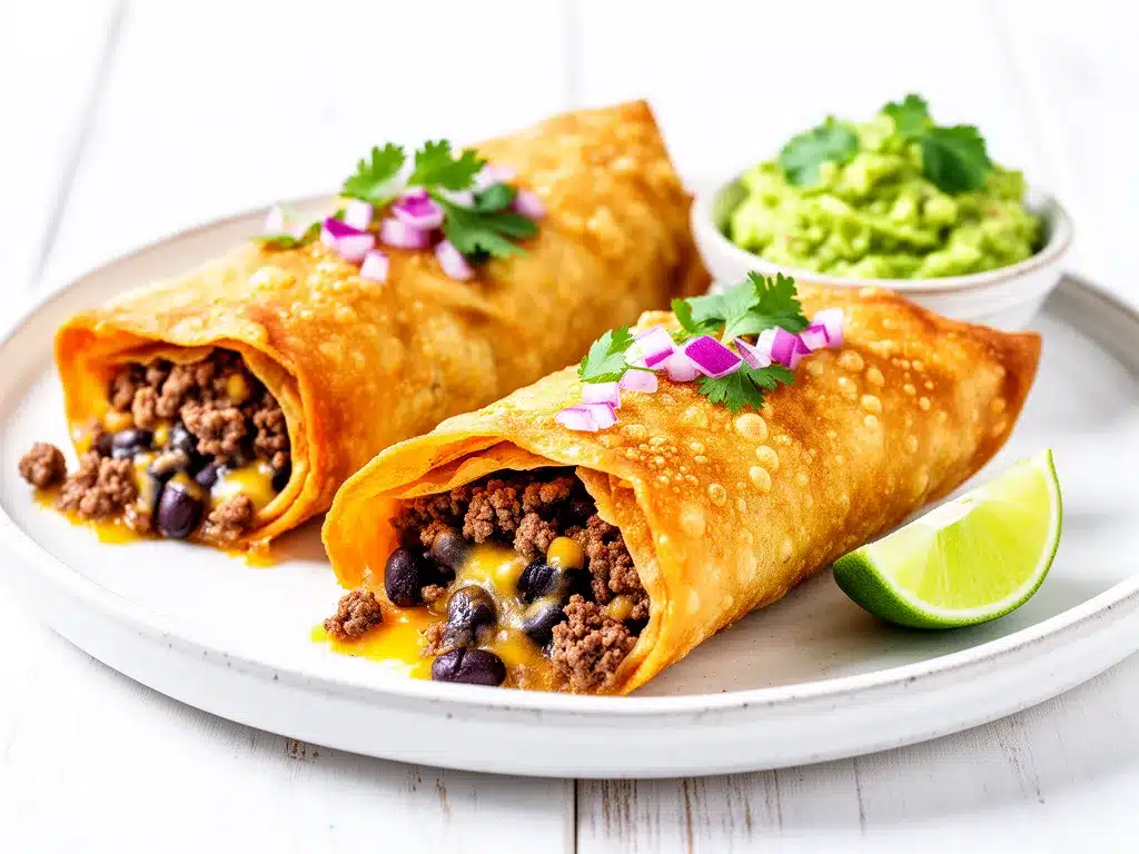 Crispy Beef and Bean Chimichangas Recipe Easy Perfect Family Meal 4 crispy beef and bean chimichangas recipe preparation steps
