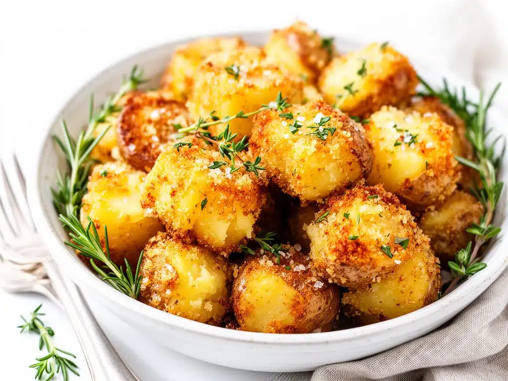 crispy parmesan roasted potatoes - featured image