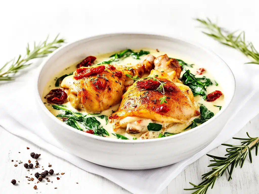 Crockpot Creamy Tuscan Chicken Recipe Easy 5-Ingredient Dinner Ideas 4 crockpot creamy Tuscan chicken preparation steps