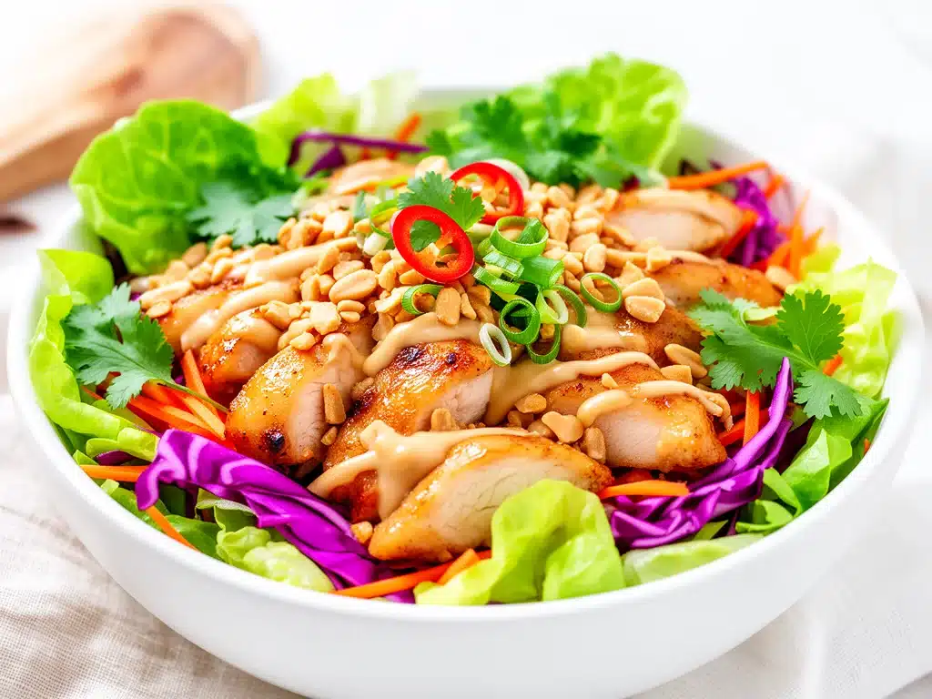 crunchy thai peanut chicken salad - featured image