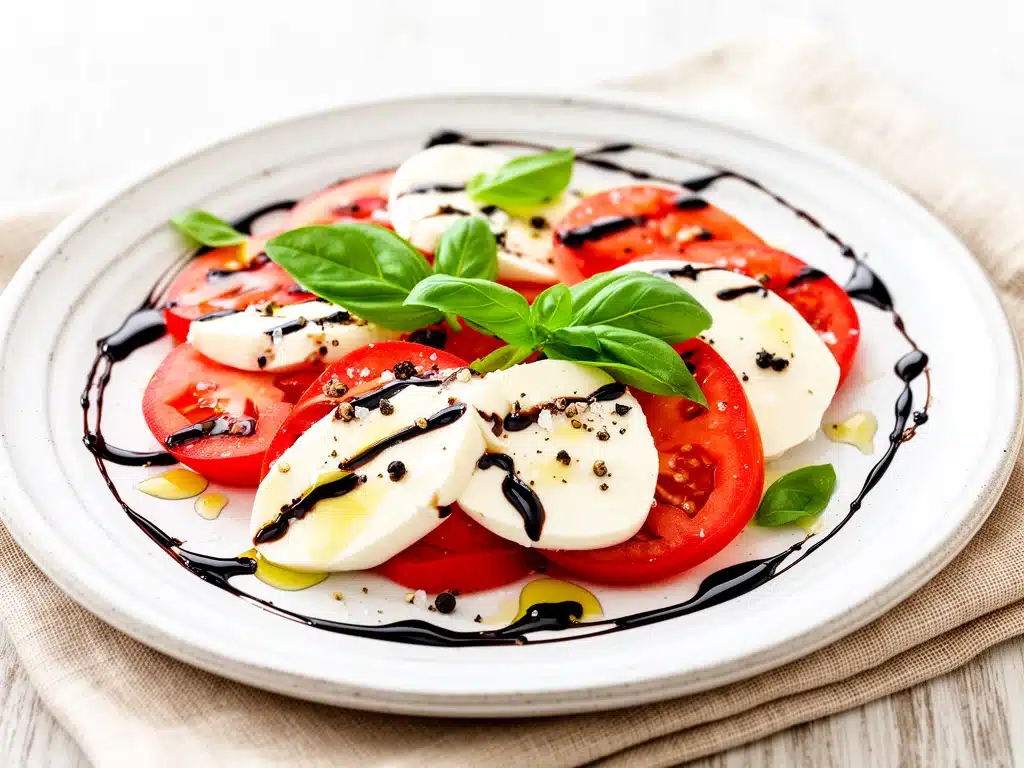 Home 4 fresh Caprese salad with balsamic glaze - featured image