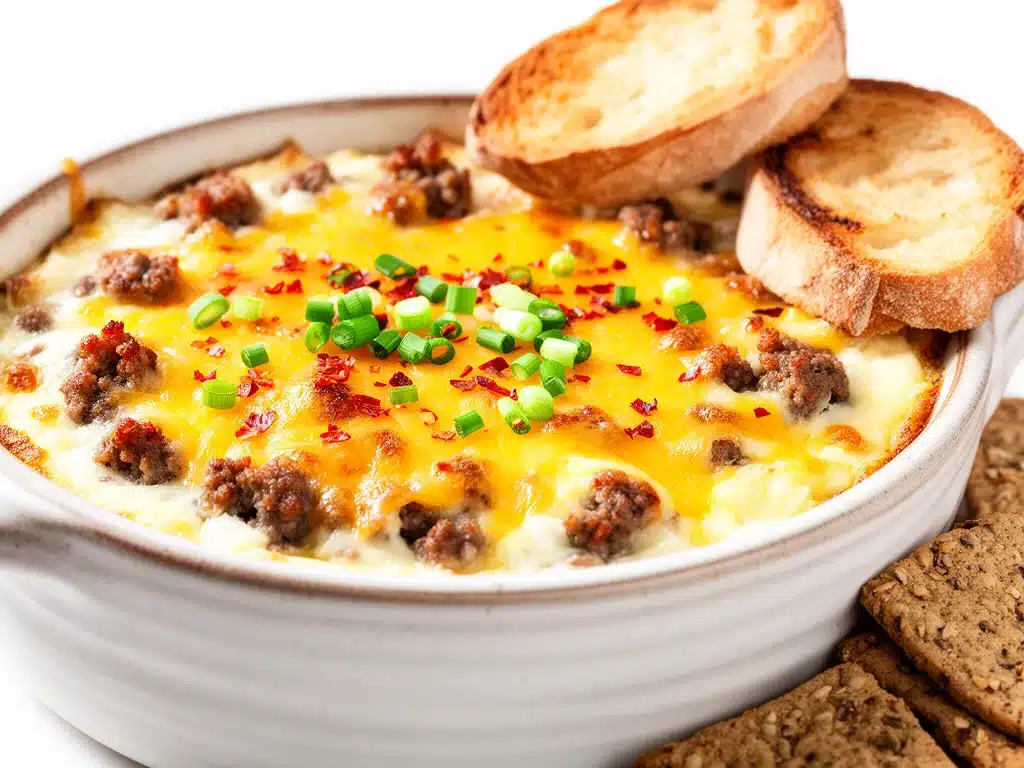 game day spicy sausage cream cheese dip - featured image