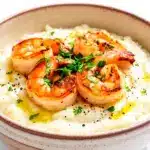 garlic butter shrimp and grits - featured image