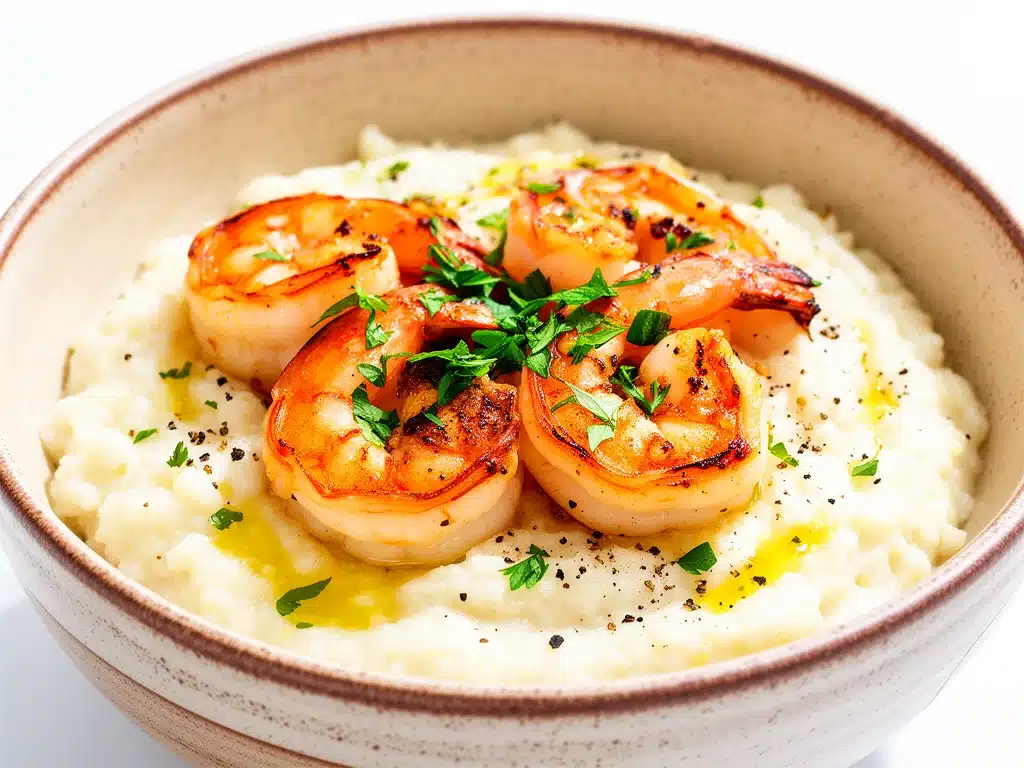 garlic butter shrimp and grits - featured image