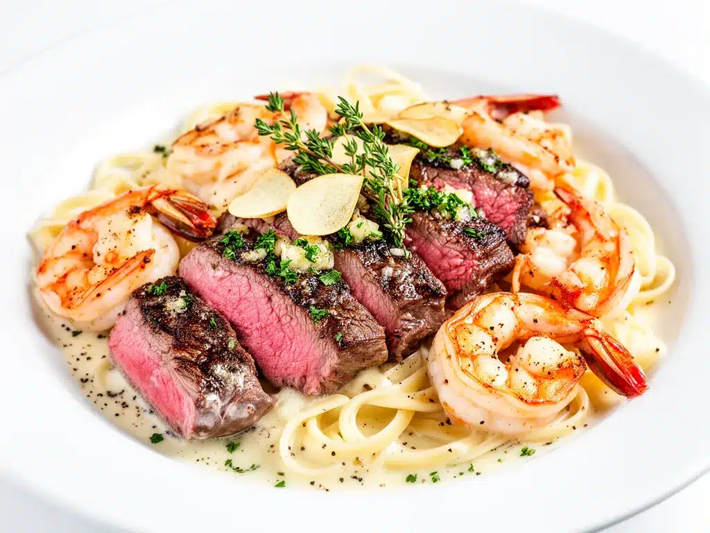 Garlic Butter Steak and Shrimp Pasta Easy Recipe for Busy Weeknights 4 garlic butter steak and shrimp pasta preparation steps