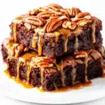 gooey caramel pecan turtle brownies - featured image