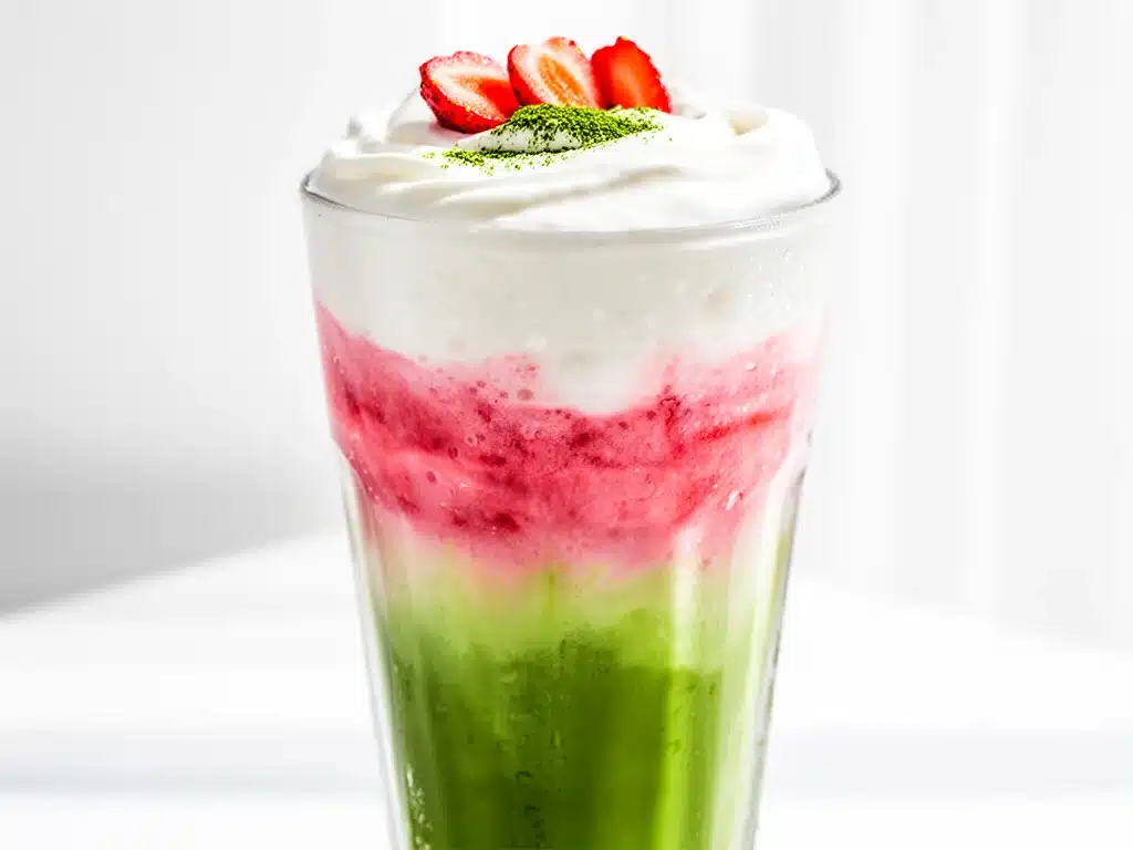 iced strawberry matcha latte - featured image