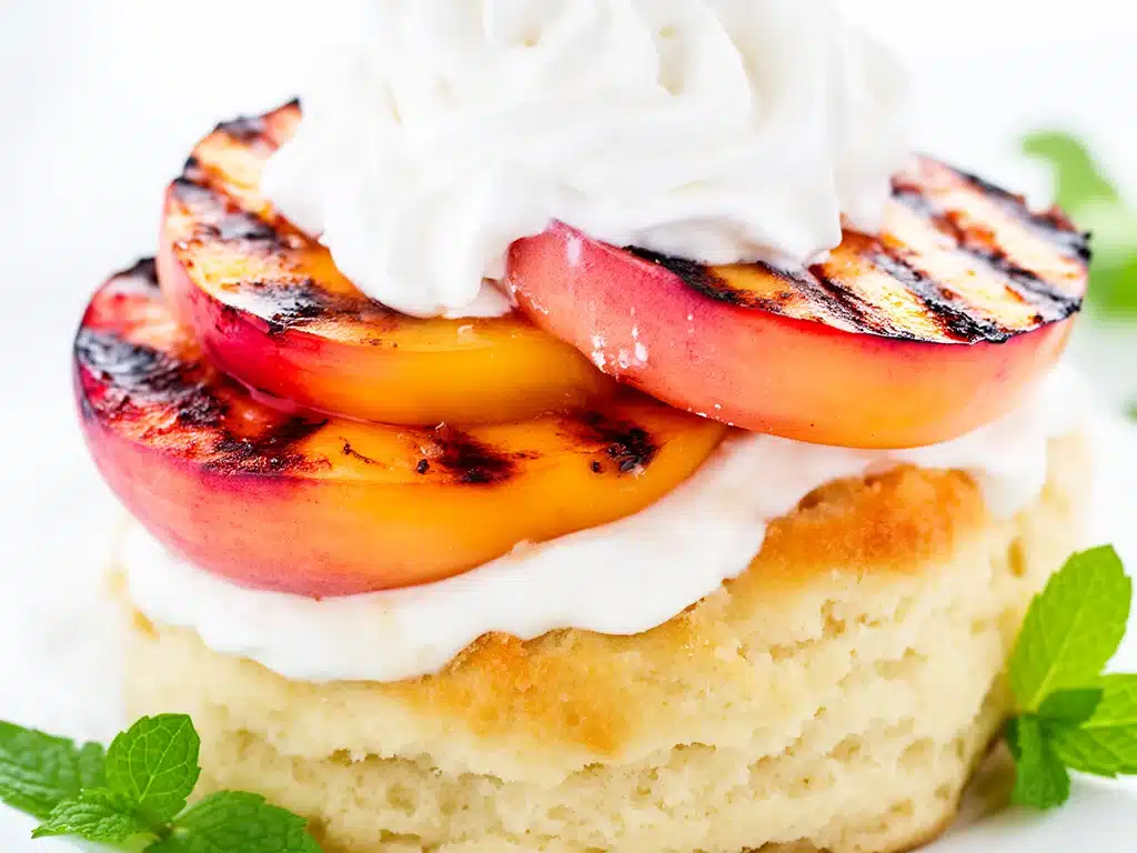 labor day grilled peach shortcake - featured image