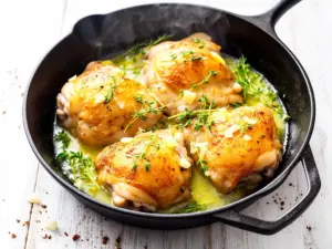 lemon garlic butter chicken thighs - featured image
