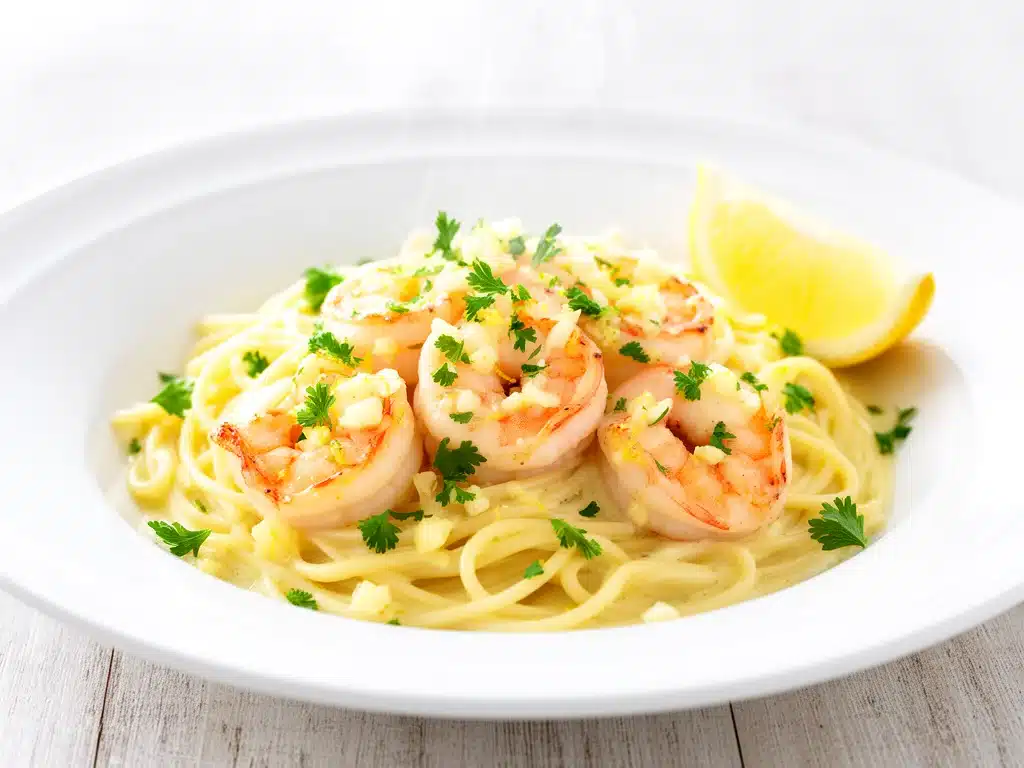 lemon garlic butter shrimp pasta - featured image