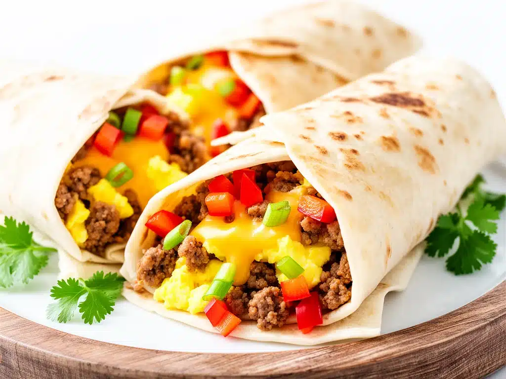 loaded breakfast burritos with sausage - featured image