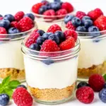 no bake mini berry cheesecake jars - featured image
