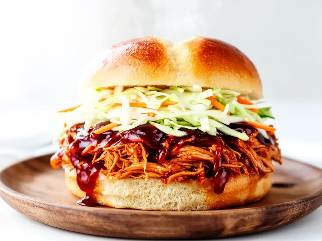 slow cooker BBQ chicken sandwiches - featured image