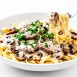 slow cooker beef stroganoff - featured image