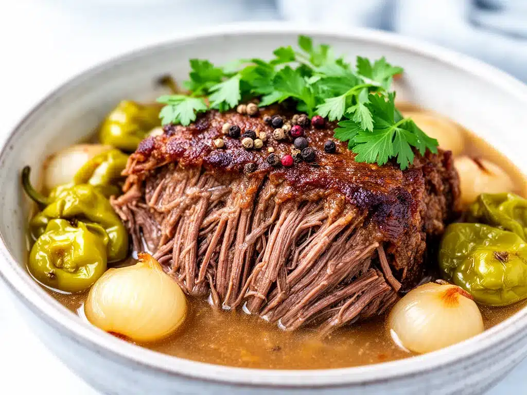 Slow Cooker Mississippi Pot Roast Recipe Easy Tender Fall Apart Beef 4 slow cooker Mississippi pot roast preparation steps