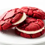soft red velvet crinkle cookies with cream cheese filling - featured image