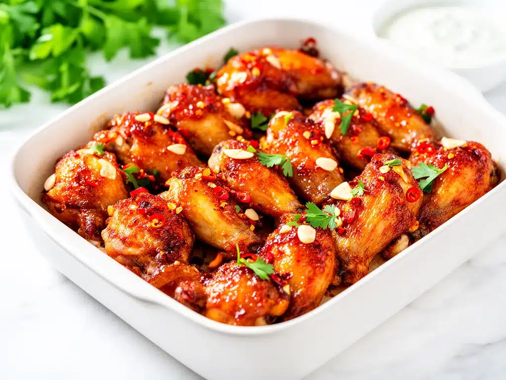 Home 2 spicy honey garlic baked chicken wings - featured image