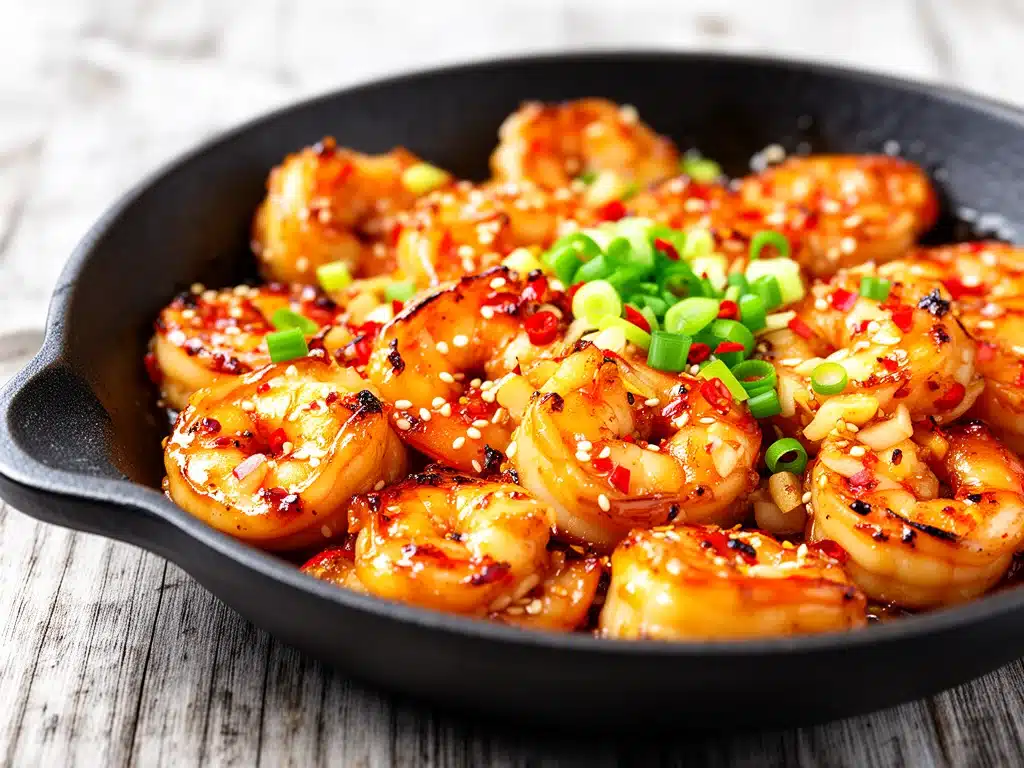 spicy honey garlic shrimp - featured image
