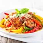 spicy sausage and pepper pasta - featured image
