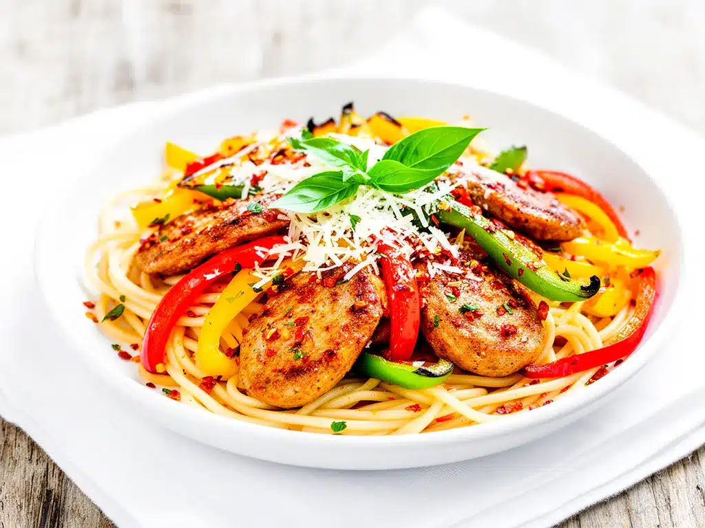 Spicy Sausage and Pepper Pasta Easy One Pan Dinner Recipe 4 spicy sausage and pepper pasta preparation steps