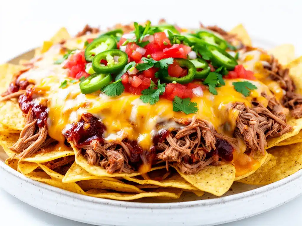 Tailgate Pulled Pork Nachos Recipe Easy Weeknight Crowd-Pleaser 4 tailgate pulled pork nachos preparation steps