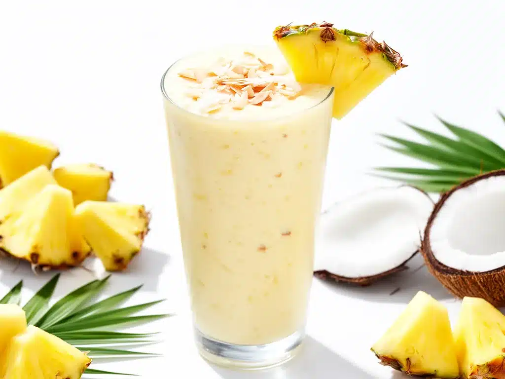 Tropical Pineapple Coconut Smoothie Recipe Easy Refreshing Summer Drink 4 tropical pineapple coconut smoothie preparation steps